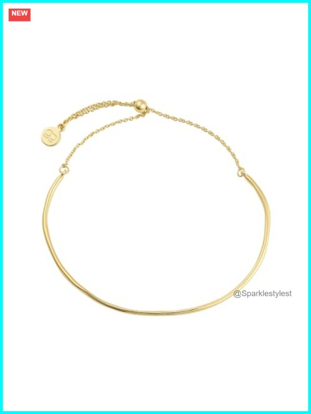 18k Gold Plated Adjustable Bar Bracelet Minimalist Layering Jewelry